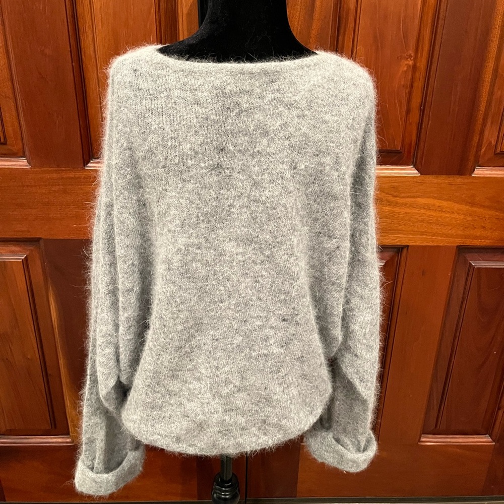 American Vintage Women Jumper Sweater XS/S Grey Angora & Polyamide Rolled Cuff - Picture 4 of 10